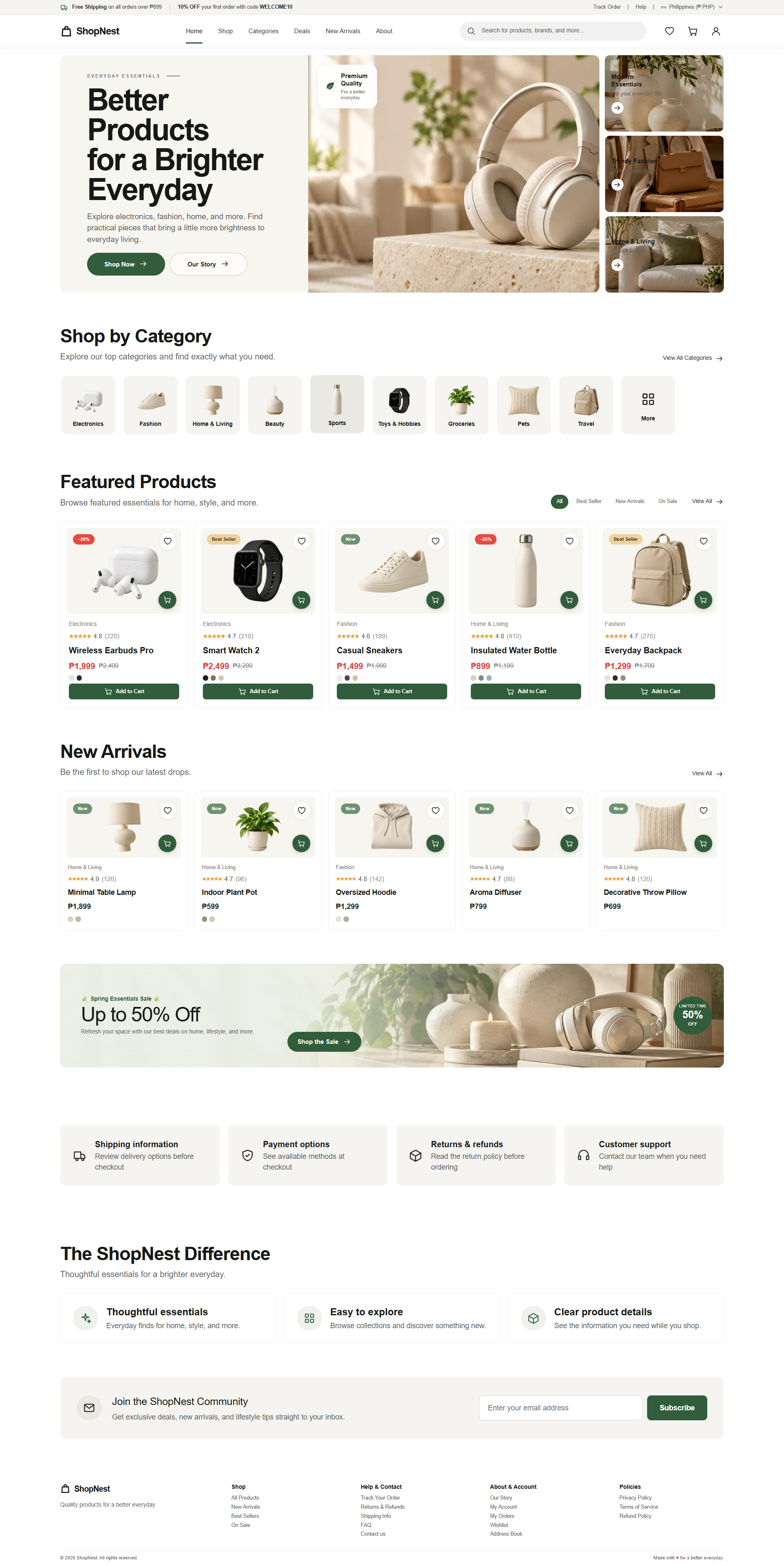 ShopNest E-commerce homepage preview