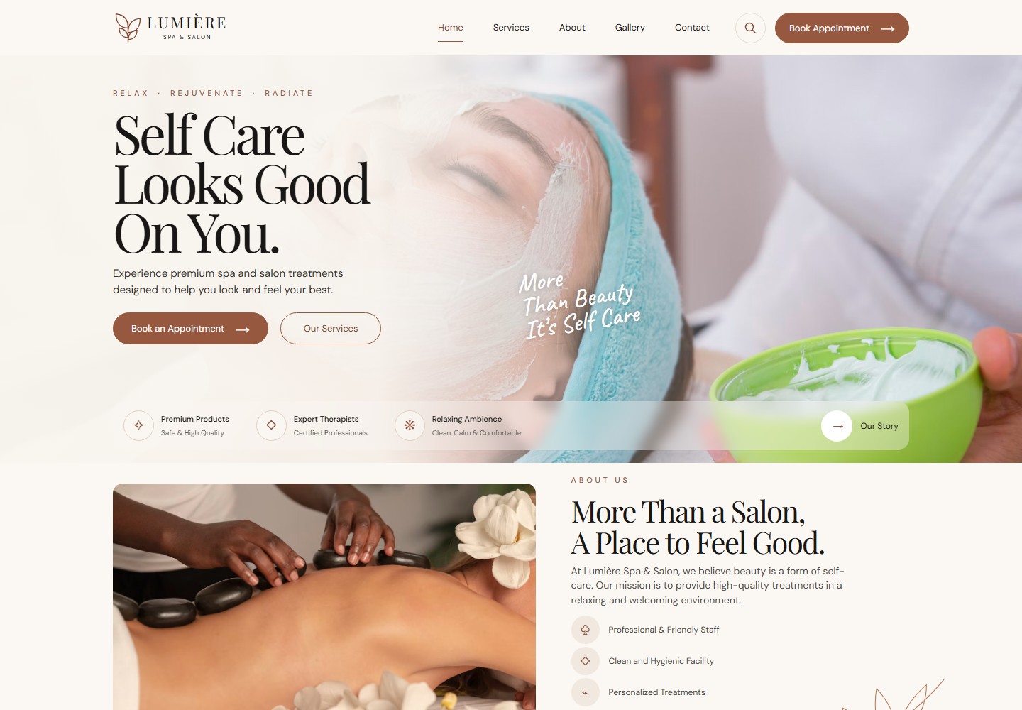 Lumiere Spa & Salon homepage preview